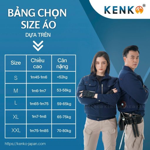 size áo điều hòa kenko